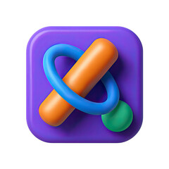Poster - Vibrant 3D App Icon with Geometric Shapes and Glowing Effects