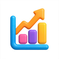 Poster - Vibrant 3D Neon Graph Showing Upward Trend
