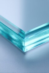 Poster - minimalistic close-up of mirror reflecting light in studio with abundant copy space for text