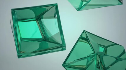 Poster - Modern Abstract Series of Green Glass Cubes: A Three-Dimensional Perspective on Sophistication and Design