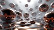 © ศักดิ์สิทธิ์ หวังคู่ - Floating shiny spheres reflect in a futuristic polished surface, creating a mesmerizing dimensional abstract composition, evoking the concept of advanced technology.