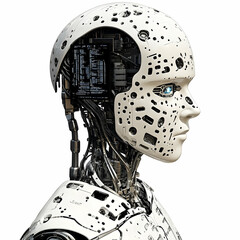 Poster - Humanoid robot profile view depicting advanced artificial intelligence design