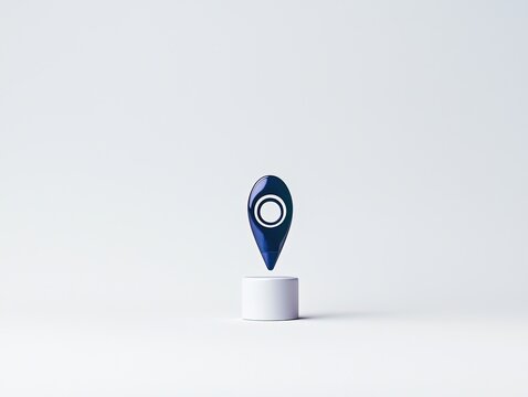 Simple, digitally rendered location marker on a pedestal.