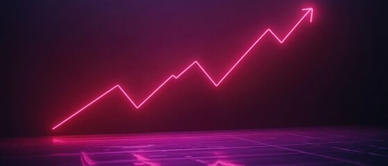 Poster - Neon pink upward trending graph