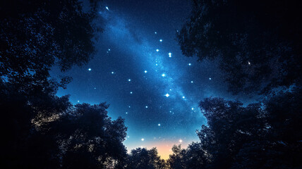 A serene starry sky with stars scattered across the dark expanse