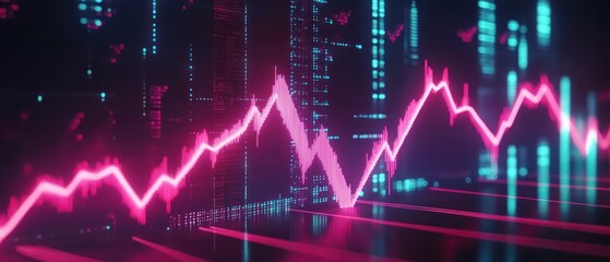 Poster - Abstract digital chart financial data visualization