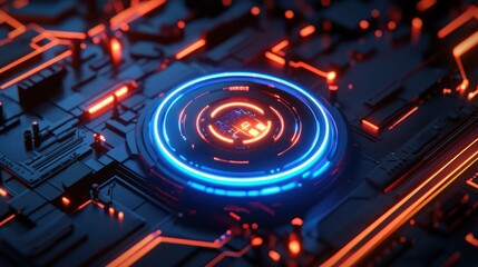 Poster - Glowing circuit board futuristic technology