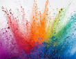 © EnesBerkay - Explosive Burst of Colorful Powder on white  Background