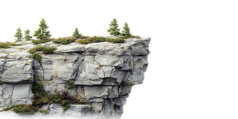 Wall Mural - rocky cliff with pine trees. nature and wilderness concept isolated on transparent background
