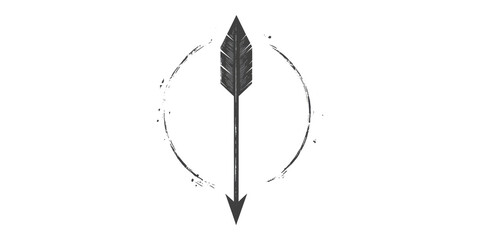 Poster - Arrow With Circular Brush Stroke Design. Symbol Of Direction And Focus In Minimalist Style Isolated On Transparent Background