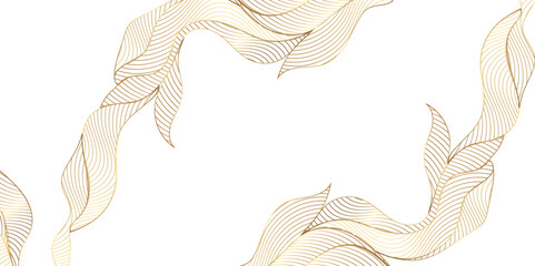 Poster - Abstract Vector gold floral waves background. Elegant Abstract Background Featuring Glimmering Golden Leaves in Detail. Floral leaf pattern background design for home decor, wallpaper, interior etc.