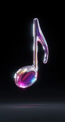 Aufkleber - holographic musical note shimmering with iridescent light against dark background for a modern and e