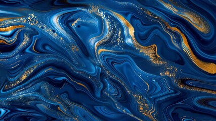 Poster - Intricate pattern formation of deep blue and gold with swirling designs creates an engaging visual in an art studio