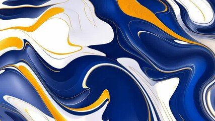 Poster - Dynamic blue and white waves blend and swirl, creating captivating abstract shapes that draw the viewer's attention continuously