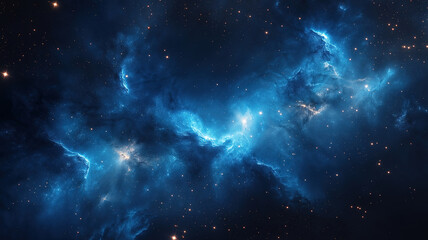 Poster - A vibrant blue nebula surrounded by twinkling stars in the deep vastness of the universe