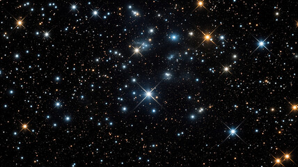 Poster - Colorful stars sparkling across the night sky with Milky Way glowing in a wide panoramic view