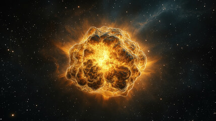 Poster - Nebula in deep space glowing with stardust and surrounded by bright stars and cosmic clouds
