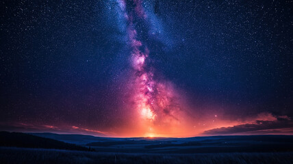 Aufkleber - Beautiful night sky filled with stars and a radiant Milky Way galaxy stretching over a tranquil scene