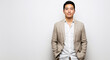 © DEGE - Professional asian man in suit jacket portrait on white background for business headshot photography on transparent background