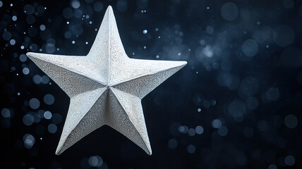 Poster - A brilliant white star glowing in the vast emptiness of the black sky, offering a tranquil atmosphere