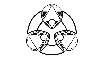 Poster - Abstract circular design with triangles and circles in a symmetrical black and white pattern art created with generated ai