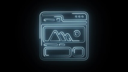 glowingglowing neon user interface icon isolated, black background, HD video motion graphic animation neon user interface icon isolated