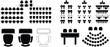 © Never Give up  - Furniture elements top view set for auditorium classroom with place spectators. Scheme chairs and tables. Collection for interior Top View. Vector Illustration