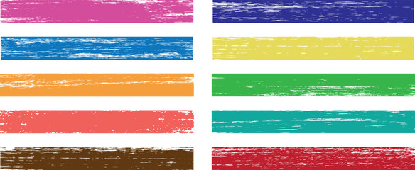 Poster - Set of hand painted chalk brushes. Brush strokes vector. Vector grungy paint brush strokes collection. Calligraphy straight smears, stamp, grunge lines. Set of rectrangle shape brush strokes. 