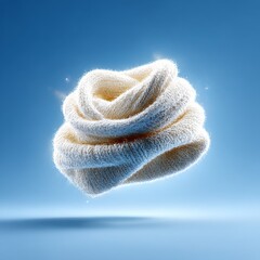 Poster - Abstract Softness: A White, Looped Material Floating in a Gradient Blue Space with a Subtle Shadow