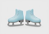 Pair of light blue ice skates isolated on white background