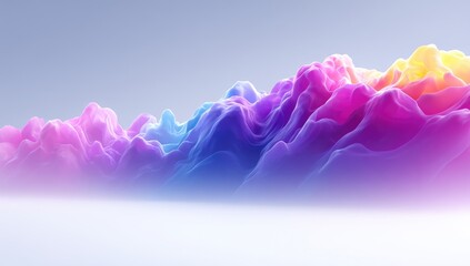 Aufkleber - vibrant abstract mountain range visualization with textured peaks and valleys in purple pink blue an