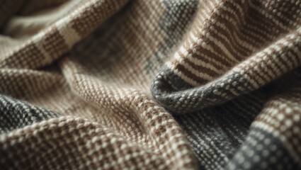 Poster - Detailed view of a warm, fuzzy fabric featuring a classic checkered pattern and a comfortable, cozy surface.