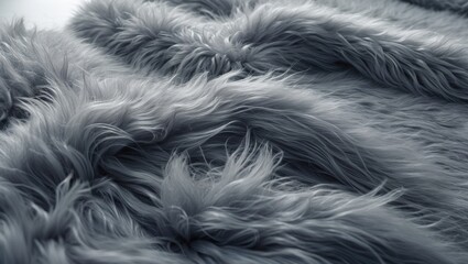 Poster - Close-up of a grey, soft, and furry textured rug showcasing luxury fabric and modern textile details