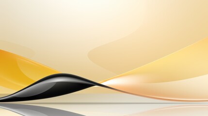 Fototapete - Black and yellow wave with a white background. The wave is curved and has a lot of detail