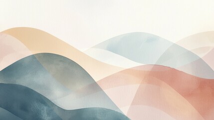 Poster - A painting of a mountain range with a blue and pink color scheme