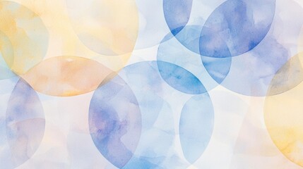 Poster - Faint circles in soothing tones of blue and yellow gently overlap in an ethereal design, radiating tranquility. This artwork evokes a sense of peace and serenity in any space
