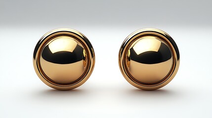 Pair Of Shiny Gold Buttons Isolated On White Background High Resolution Images
