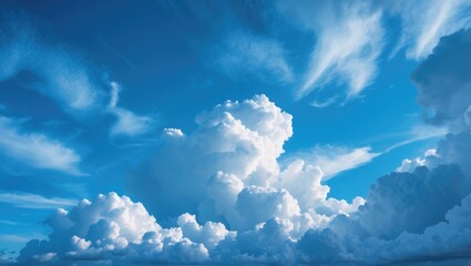 Wall Mural - bright sky featuring fluffy clouds and blue hue