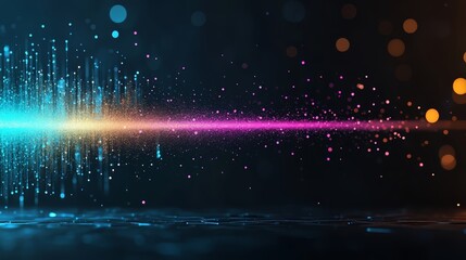 Poster - Colorful line of dots that are scattered across the screen. The dots are of different colors and sizes, creating a sense of movement and energy. The image conveys a feeling of excitement