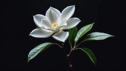 Poster - Black and White Pattern Featuring Gardenia Flower, Isolated and Elegant