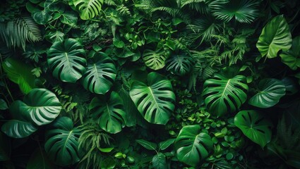 Poster - Detailed view of vibrant green foliage with textured and botanical pattern design