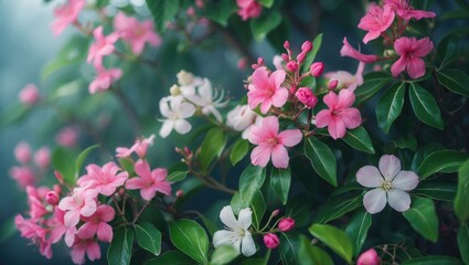 Poster - Capturing Flowers and Their Health Benefits: Pink Blossoms and Tropical Plants