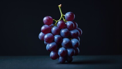 Poster - Black background featuring fresh blue grapes