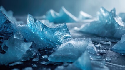 Poster - Frozen ice surface with cracks and abstract patterns