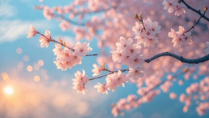 Aufkleber - Charming spring setting with blooming tree limbs