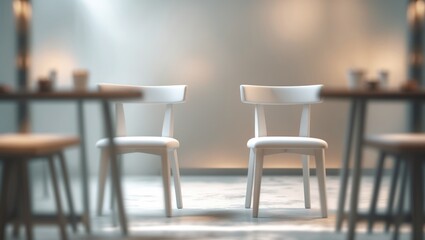 Poster - Background featuring a blurred restaurant and coffee shop interior
