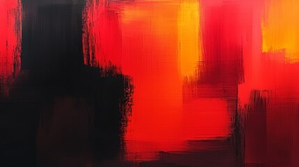 Poster - Painting with red and black colors and splatters. The painting has a chaotic and abstract feel to it