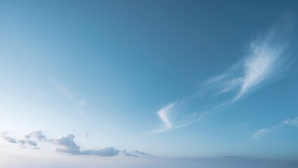 Poster - Serene daytime landscape with soft cloud formations, light color transitions, and a tranquil sky scene