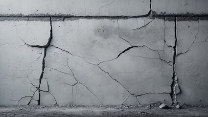 Poster - Old white concrete wall displaying grunge texture with chips, cracks, and scratches