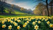 © -Quantum Pixels- - At the park's boundary, daffodil fields radiate in the light